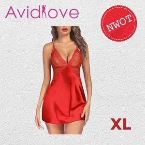 *🔥🆕*NWOT* AVIDLOVE | XL| Sexy red Nightwear Satin Lace Chemise